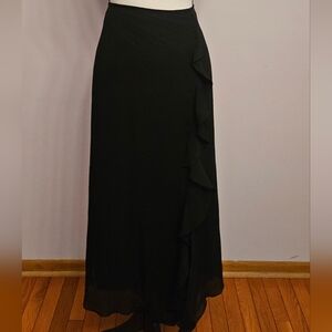 Black Ruffle Midi Skirt by Lane Bryant Venezia Jeans